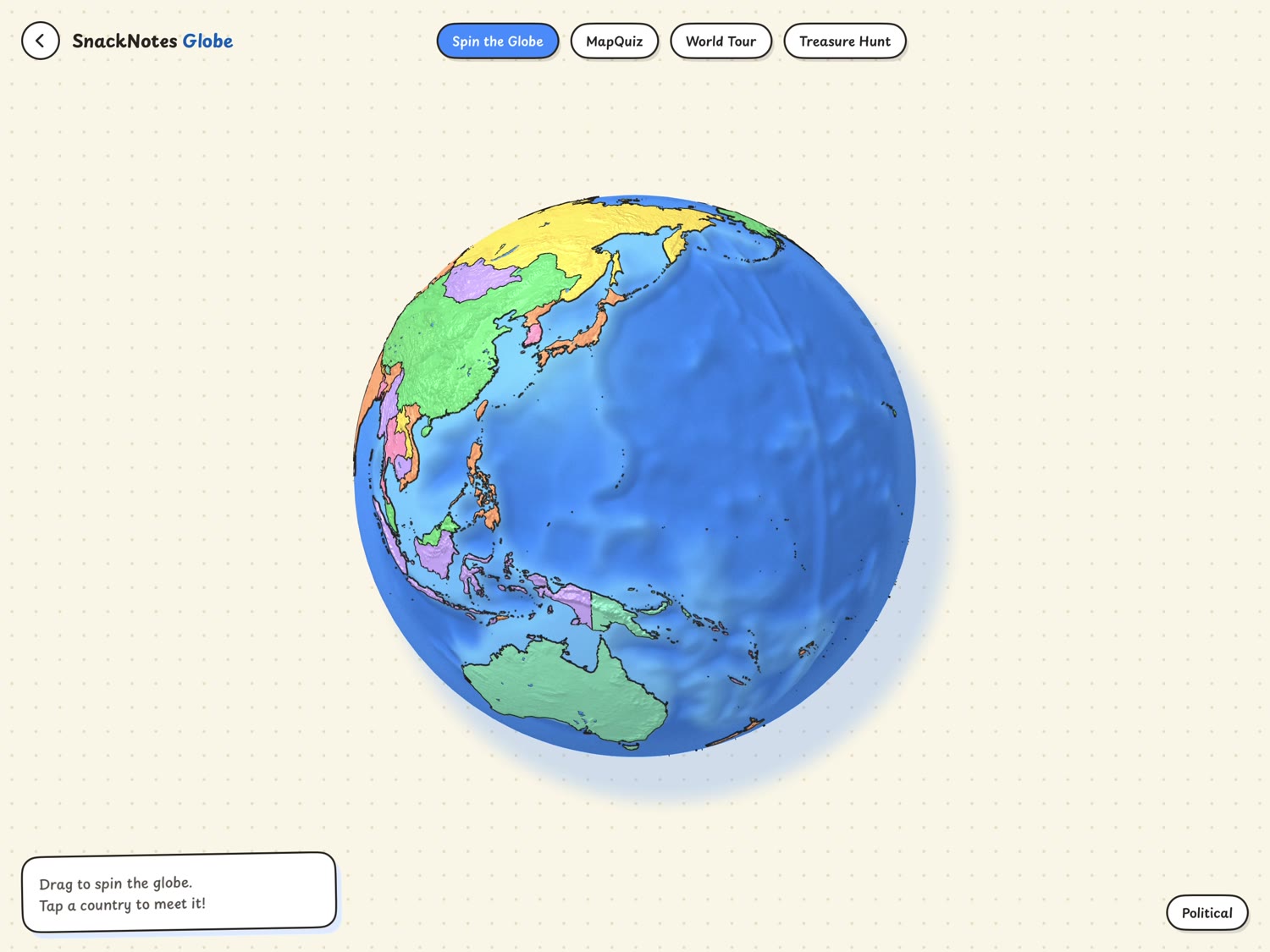 The globe, spinning