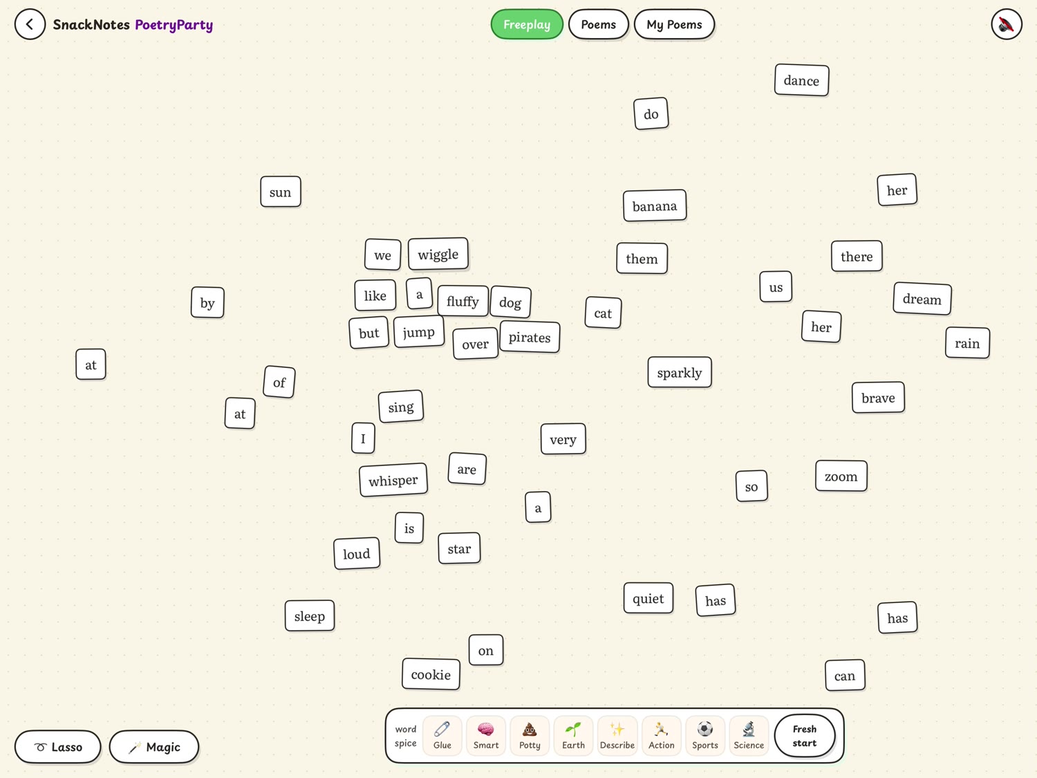 Poetry Party, a poem taking shape